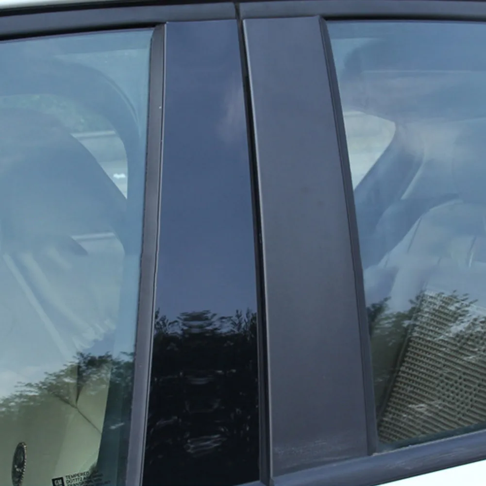 

6Pcs Glossy Black Carbon Fiber Car Window Door Column BC Pillar Post Cover Trim PC Material StickerFor BMW 3 Series E46
