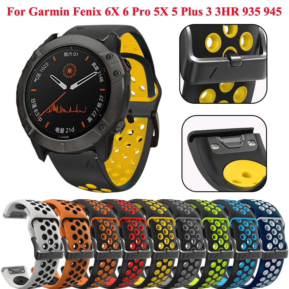 

22 26mm Silicone Bracelet Watchbands QuickFit Straps For Garmin Fenix 7X 7 6 6X Pro 5X 5 Plus 3HR 935 945 EPIX Smart Watch Bands