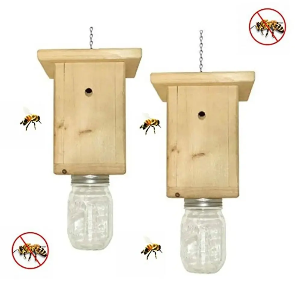 

Wooden with Bottle Wasp Killer House Style Carpenter Bee Trap Bee Catcher Animal Trap Hornets Trap