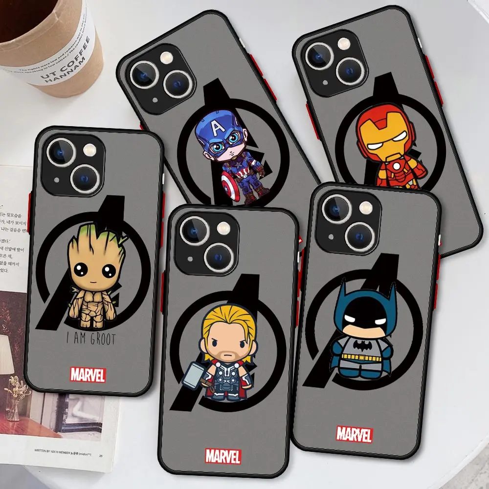 Матовый чехол с логотипом Marvel мстители для iPhone 13 12 11 Pro Max XR XS X 6s 7 8 Plus SE мини-бампер