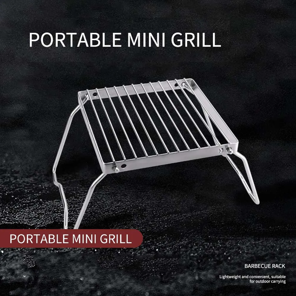 

Outdoor Portable Folding Grill Gas Barbecue Tool Stainless Steel Wood Stove Stand BBQ Mini Campfire For Camping Picnic Grate