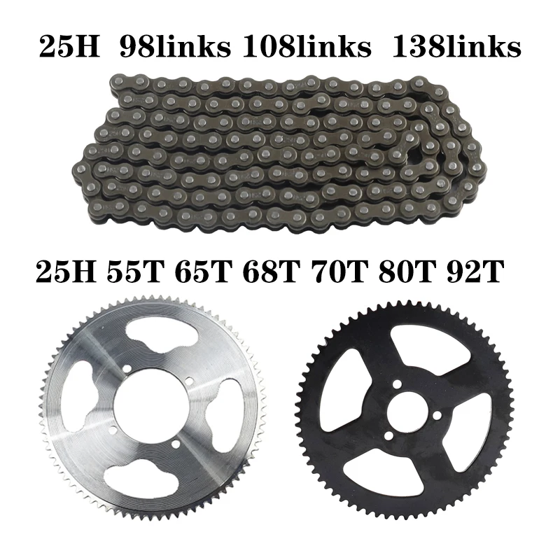 25H Chain 55t 65t 68t 70t 80t 92t Tooth Inner 29/54/55MM Rear Sprocket for 47CC 49CC Mini Moto ATV Quad Dirt Pit Pocket Bike
