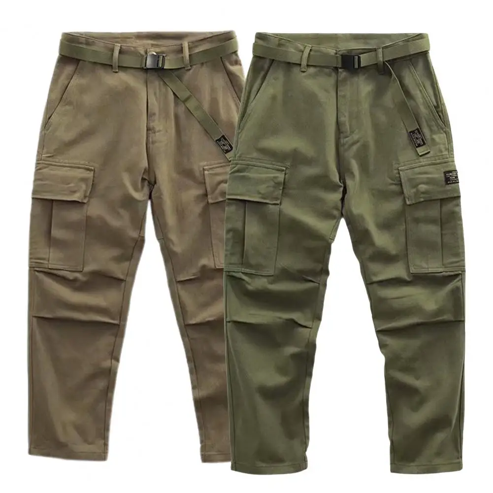 

Cargo Pants Loose Solid Color Fashion Casual Multi Pocket Military Cargo Pants High Waist Trouser Men Clothing pantalones hombre