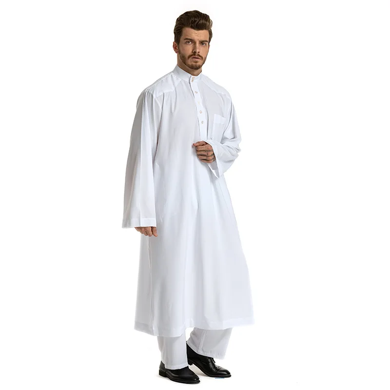 2022 Fashion Abaya Muslim Men'S Robe Arabic Dubai Long-Sleeved Robes Set Two-Piece Abaya Eid Комплекты Для Мусульман Cm263