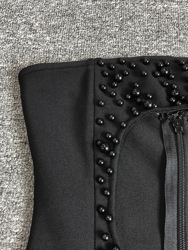 VC лоскутное облегающее платье с вырезами и жемчугом для женщин без бретелек