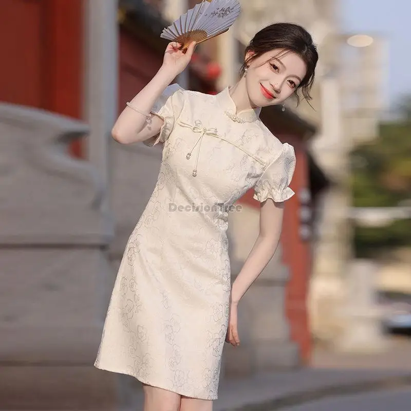 

2023 китайское улучшенное платье Ципао однотонное ТРАПЕЦИЕВИДНОЕ вечернее платье Чонсам элегантное Восточное сказочное платье принцессы повседневное Ципао