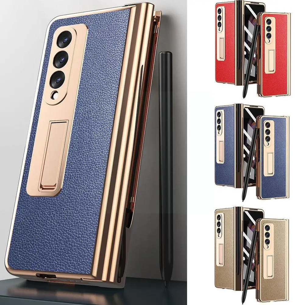 

Double Hinge For Z Fold 3 5g With S Pen Slot Front Screen Glass Stand Holder Full Hard C9z6