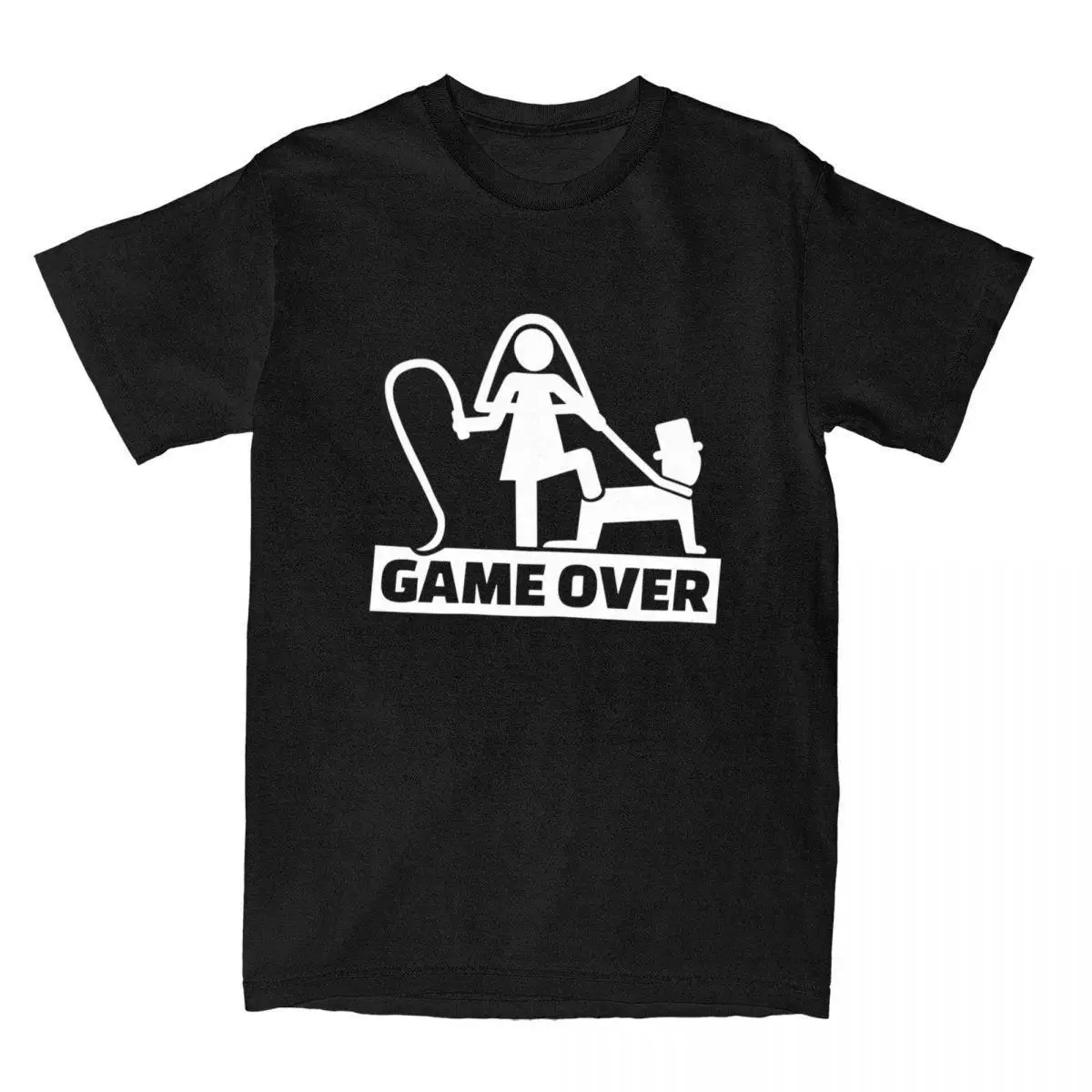 Game Over Slave Bridesmaid Party T Shirts for Men Pure Cotton Humorous T-Shirt Round Neck BDSM Tees Short Sleeve Tops Plus Size