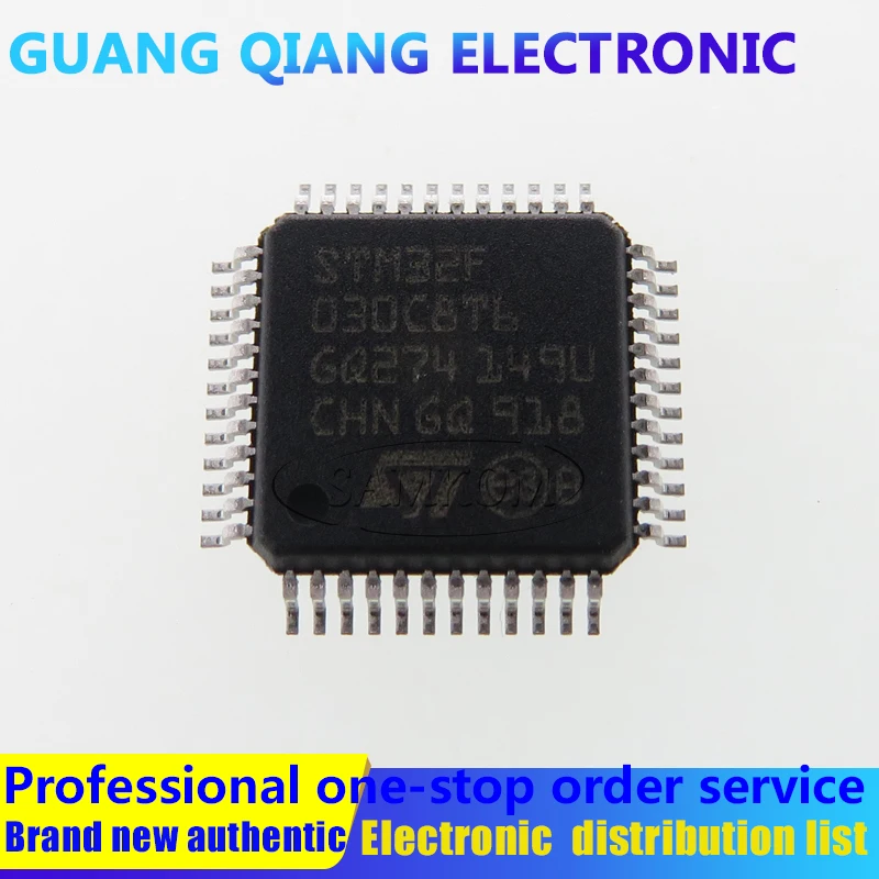 Микроконтроллер STM32F030C8T6 IC 32 Бит 64 КБ FLASH 48LQFP, 1 шт.