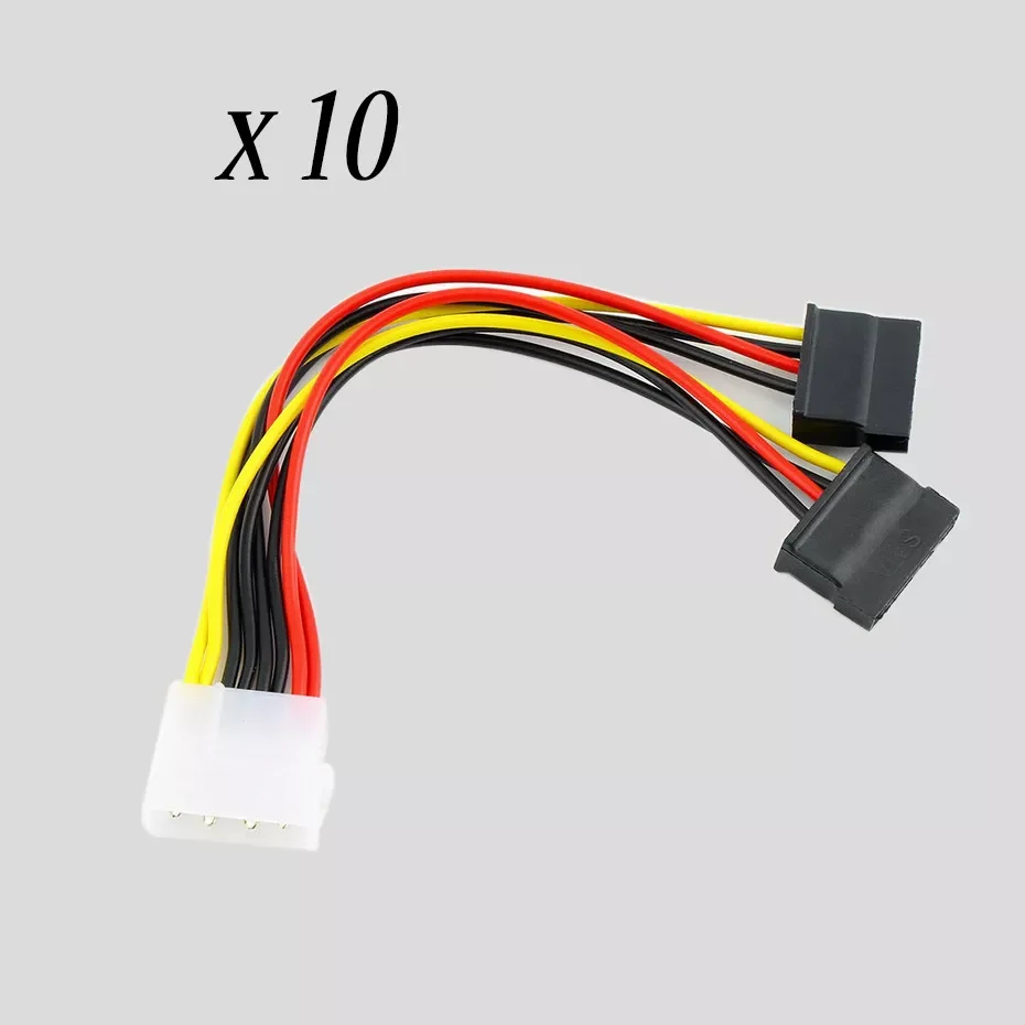 

10pcs Serial ATA SATA 4 Pin IDE Molex to 2 of 15 Pin HDD Power Adapter Cable Hot Worldwide Promotion