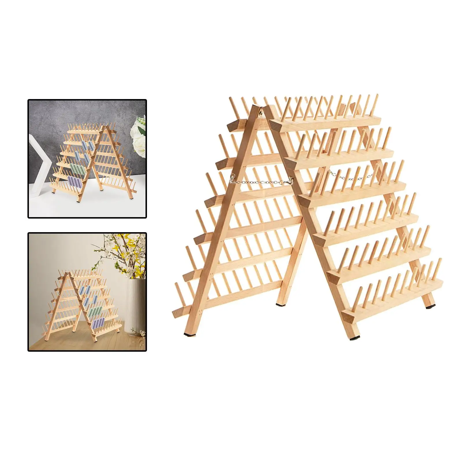 

Wood Thread Holder Embroidery Collapsible Spool Rack Durable Organizer Cone