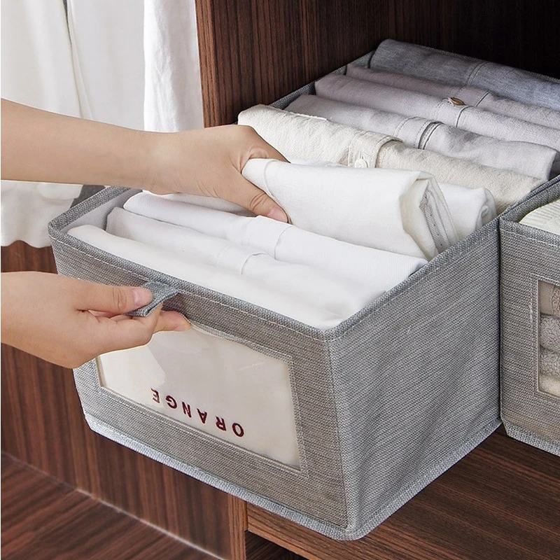 

Household cotton and linen folding clothes storage box washable folding toy basket laundry basket multifunctional storage box
