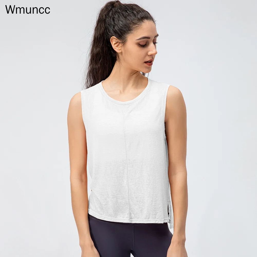 

Wmuncc 2022 Summer Sport Shirt Women Sleeveless Yoga Blouse Mesh Fabric Breathable Quick Dry Fitness Top Workout Gym Activewear