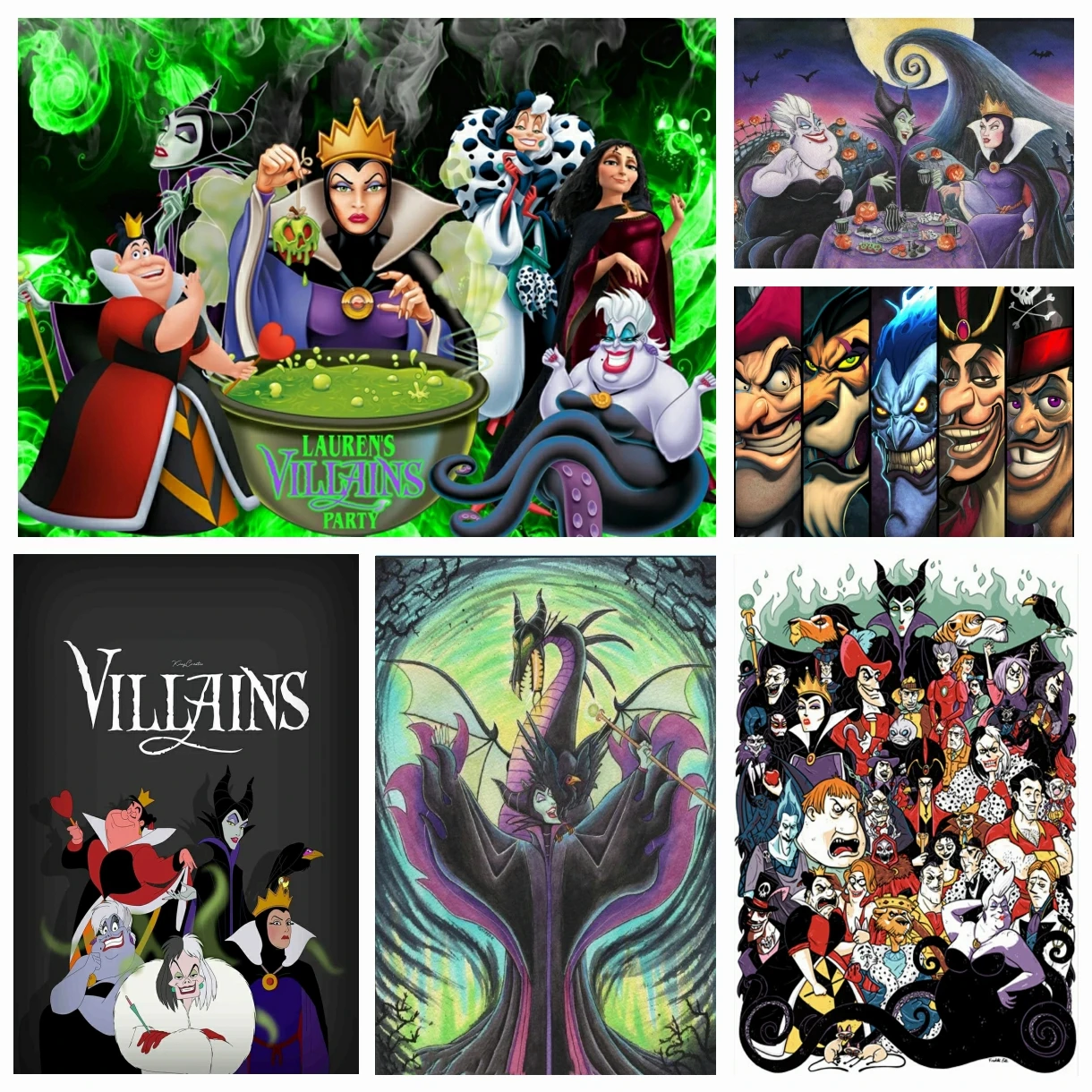 

Disney Villains Cartoon Diamond Embroidery Cross Stitch 5D DIY Diamond Painting Full Square Round Rhinestone Mosaic Home Decor