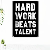 hard work beats talent study work fitness motivational tapestry poster banner flag for gym classroom bedroom office wall decor