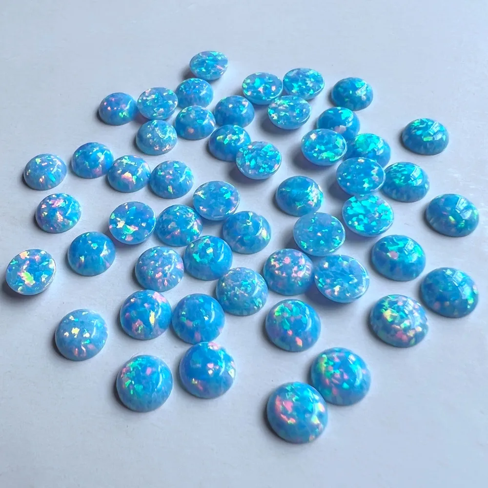 50 шт./лот OP26 цветок Cronflower синий 6 мм круглый Огненный Опал Круглый с плоским дном