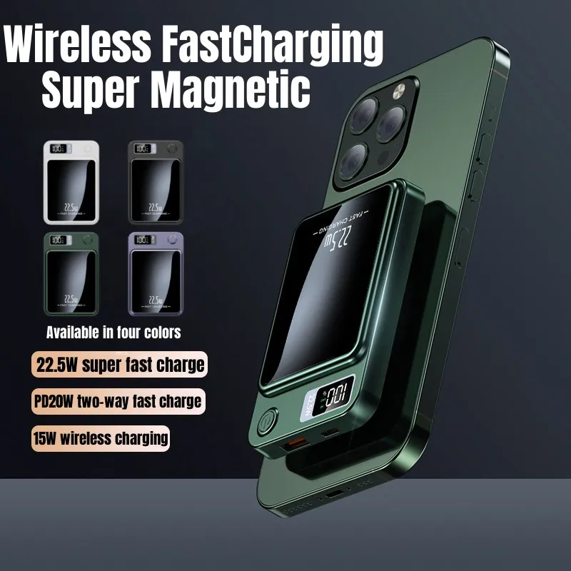 

15W Wireless Fast Charger For Magsafe Magnetic Portable External Auxiliary Battery Pack 10000mAh for iPhone 12 13 14 Power Bank