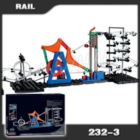 810cm Rail Marble Run Gear Drive Maze Race Roller Coaster Electric Elevator Model Building Boys STEM Kits Rolling ball Sculpture