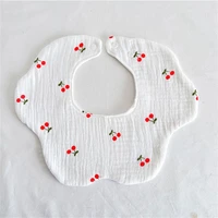 cartoon printed baby bib round petal saliva towel comfortabel cotton breathable apron newborn 360 degree rotation bandanas burp