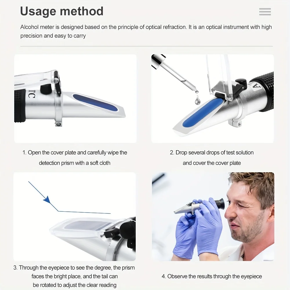 Портативный Цифровой рефрактометр перезаряжаемый тестер содержания спирта без