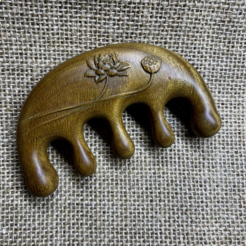 

Carved Green Sandalwood Jade Meridian Comb Massage Wood Comb