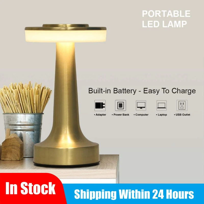

Touch Sensor LED Retro Desk Lamp Wireless Bedside Lamp USB Decorative Night Light for Restaurant/Bar/Coffee/Home/Bedroom