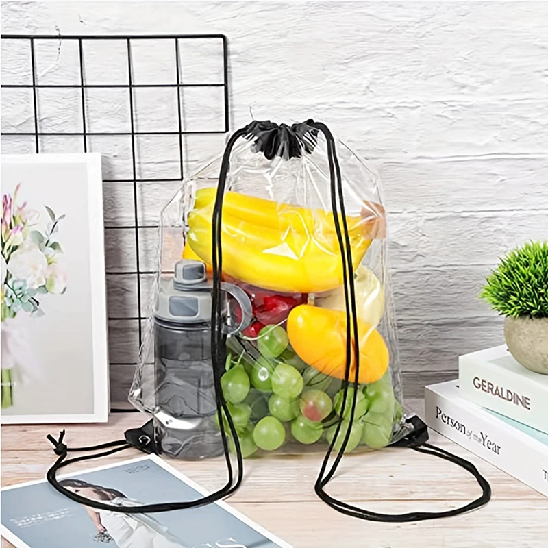 New Transparent Drawstring Backpack School Tote Gym Bag Sport Pack High Quality Fashion Backpack for Young Men and Women 2023