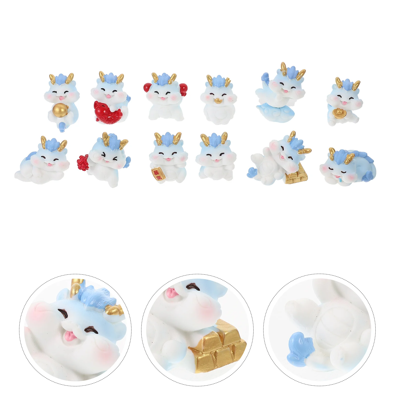 

12 Pcs Flower Pots Miniatures Outdoor Dragon Decor Decorations The Home Car Figurine Ornaments Lovely Statue Resin Adorable