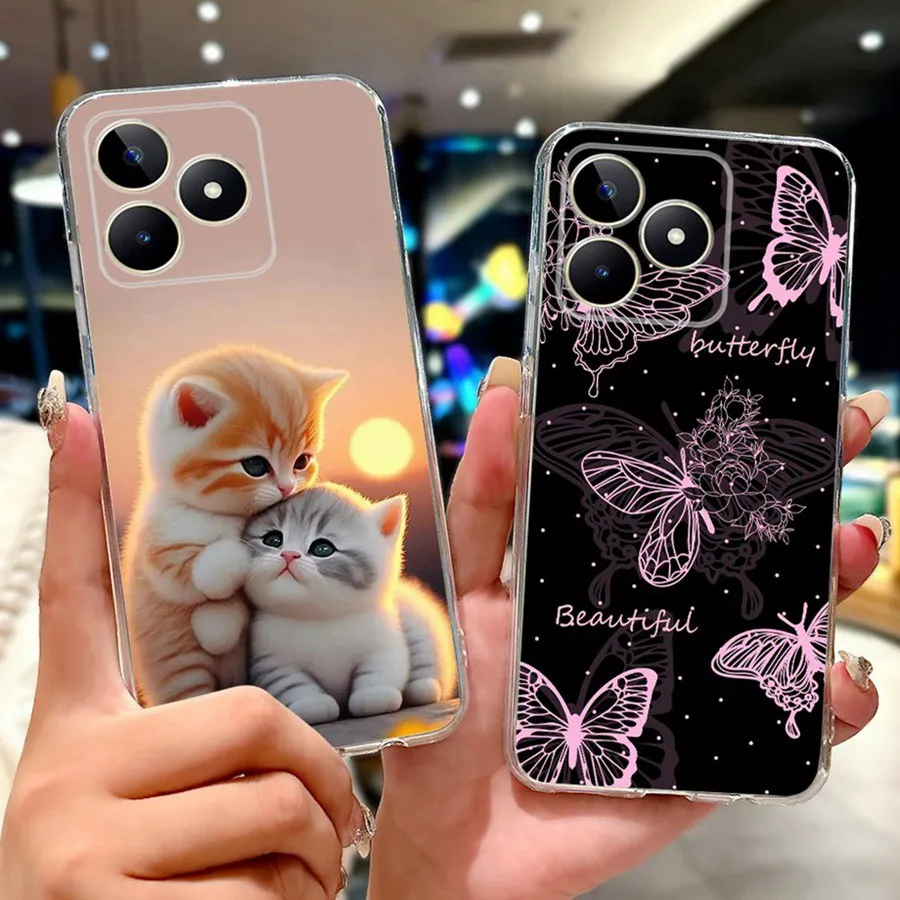 Фото Для Realme Note 50 Coque противоударный бампер стильный узор чехол для телефона RealmeC51 C53 C 51 S Note50 силиконовая задняя крышка 6,74 дюйма №3