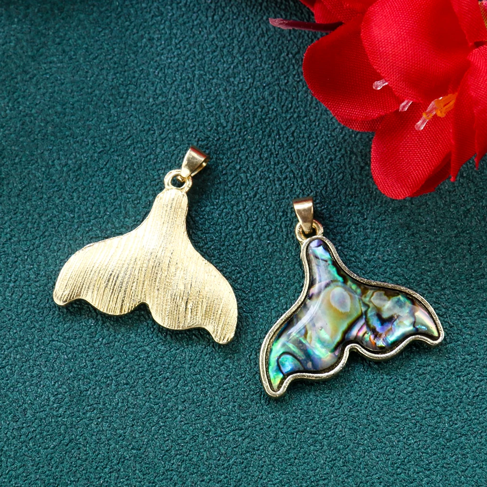 

2pcs Natural Abalone Sea Shell Fishtail Pendant Whale Tail Paua DIY Summer Beach Necklace Earring Charms Woman Jewelry Finding