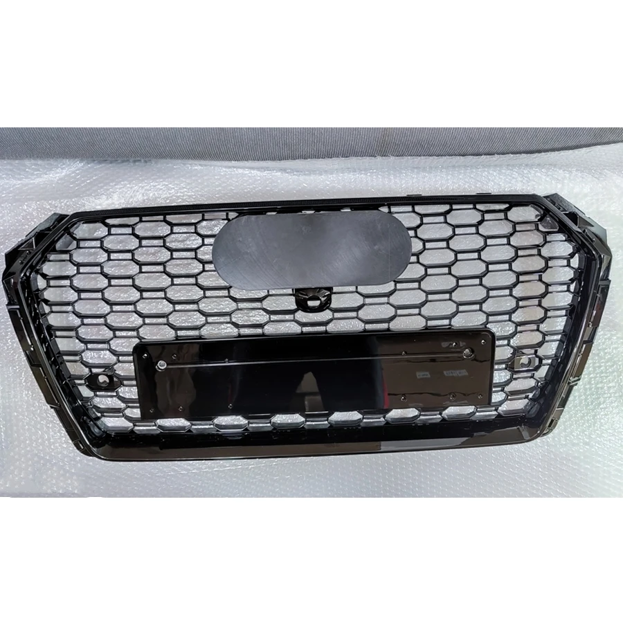 For RS4 Style Front Sport Hex Mesh Honeycomb Hood Grill Gloss Black for Audi A4/S4 B9 2017-2019