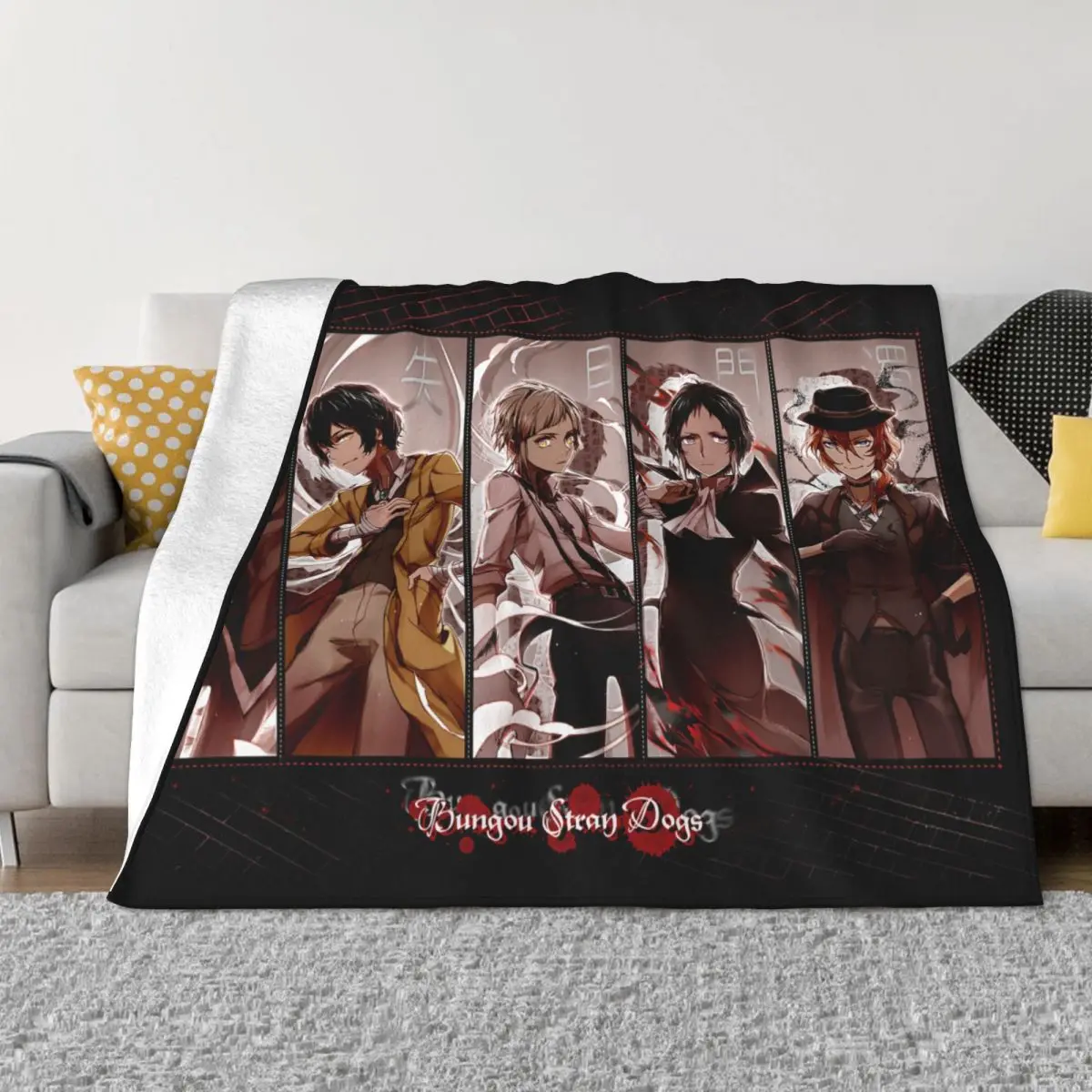 

Osamu Dazai Ranpo Atsushi Chuya Blanket Summer Air Conditioning Bungou Stray Dogs Anime Soft Throw Blanket for Sofa Travel Quilt