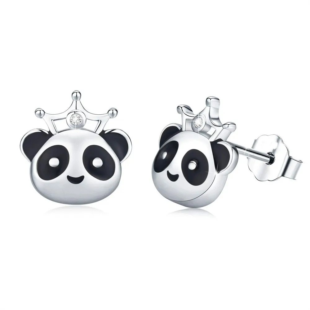 

2023 New Panda Ear Studs Classic Silver Plated Lovely Animal Series Jewelry for Girl Woman Luxury Banquet Accessories