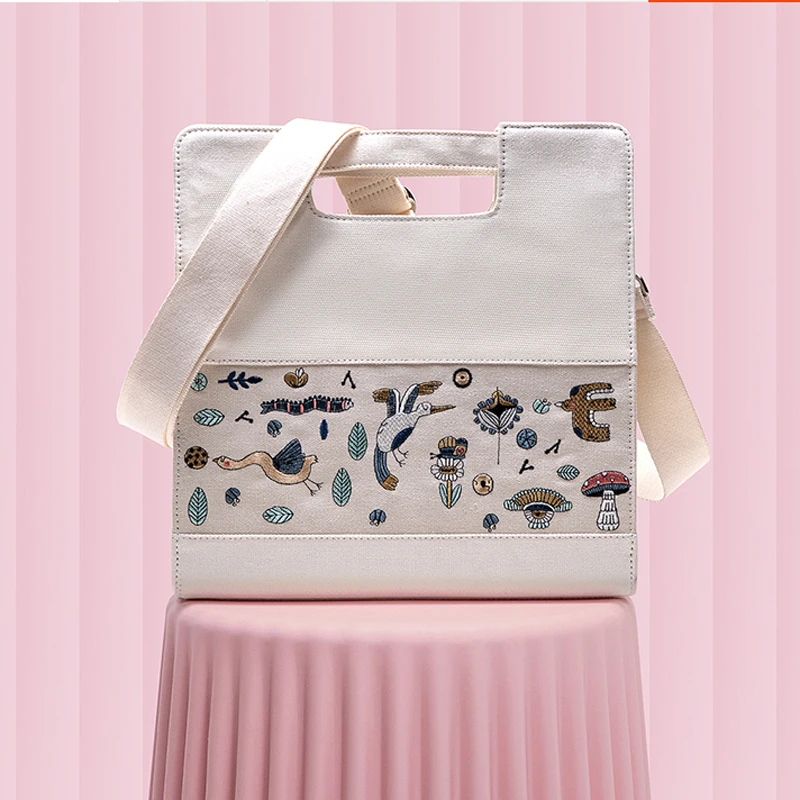 Leopard Creative Animal Embroidery Canvas Messenger Bag Simple Leisure Commuter Handheld Schoolbag Tote Bag’ Women's Luxury Bags