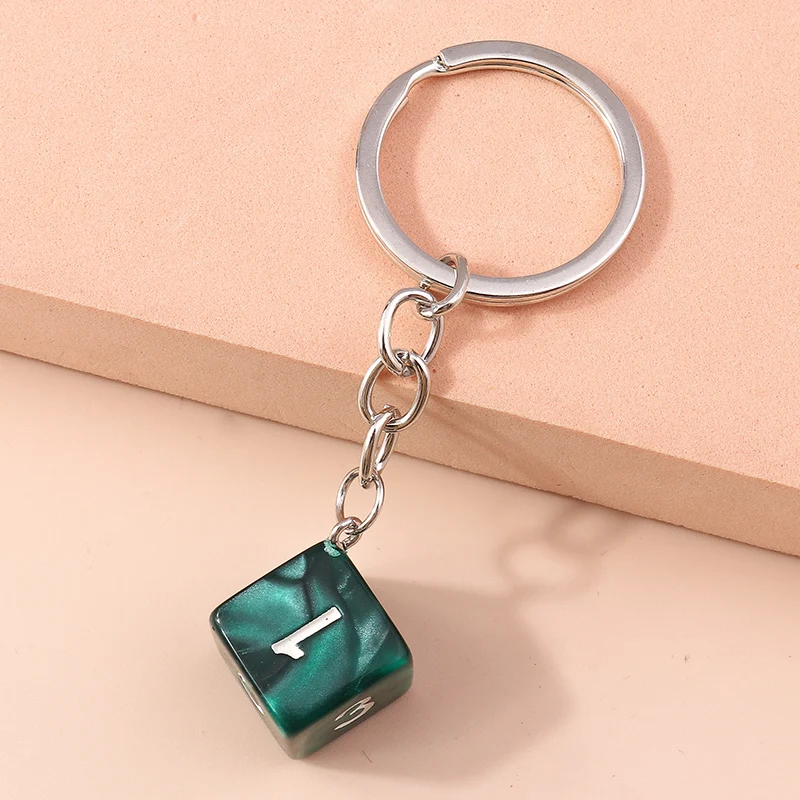 

1 Pcs Funny Acrylic 3D Dice Keychains Cool Punk Key Holder Women Men Handbag Pendants Car Key DIY Handmade Jewelry Accessories