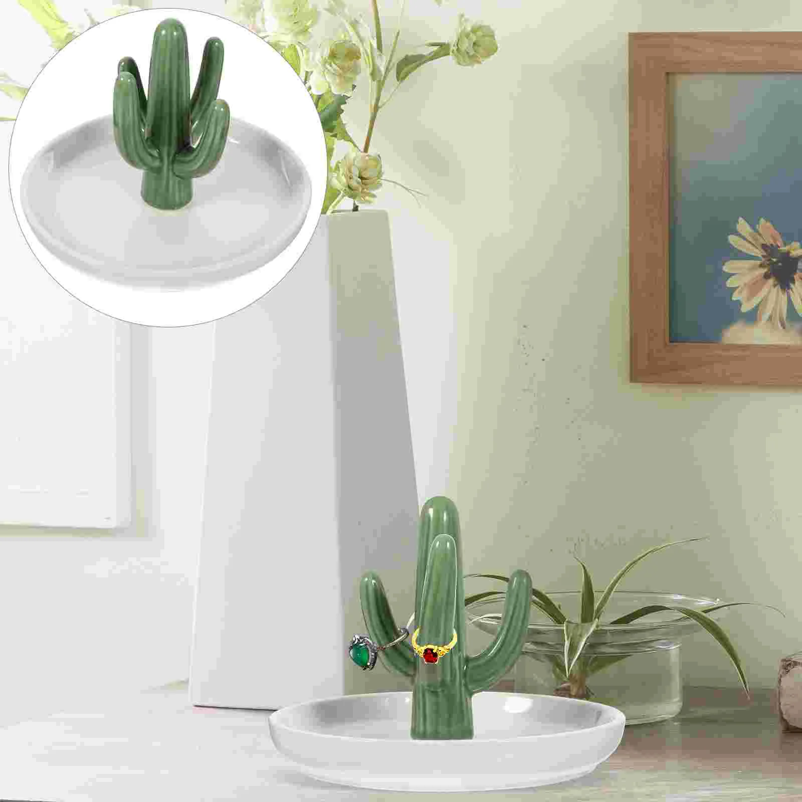 

Jewelry Cactus Tray Birthday Decoration for Girl Trinket Display Ceramics Holder