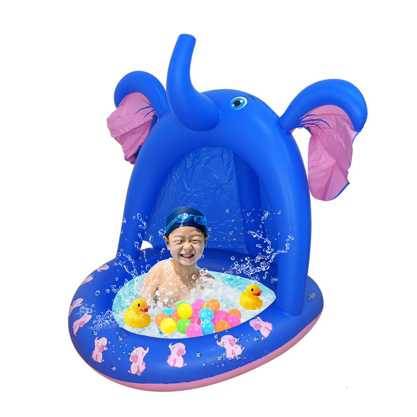 

Elephant Inflatable Fountain Baby Pool Baby Pool Sprinkler Inflatable Kiddie Pool For Toddlers With Canopy Splash Padding Pool