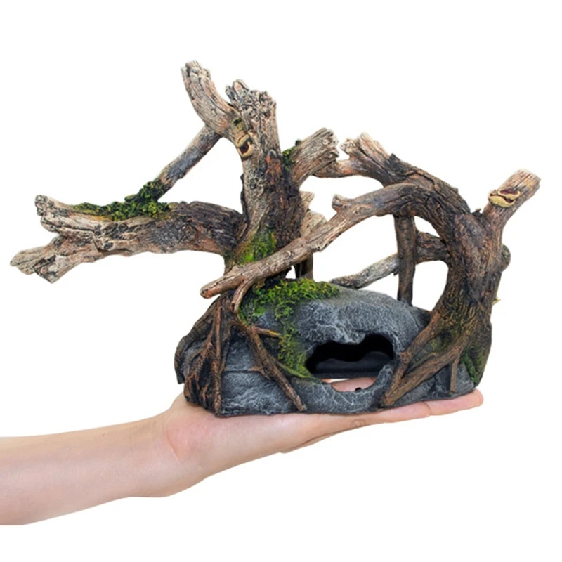 

Fish Tank Decoration Aquarium Hideaway Worn-out Driftwood Theme Resin Ornament Rock Cave Landscape Adornment