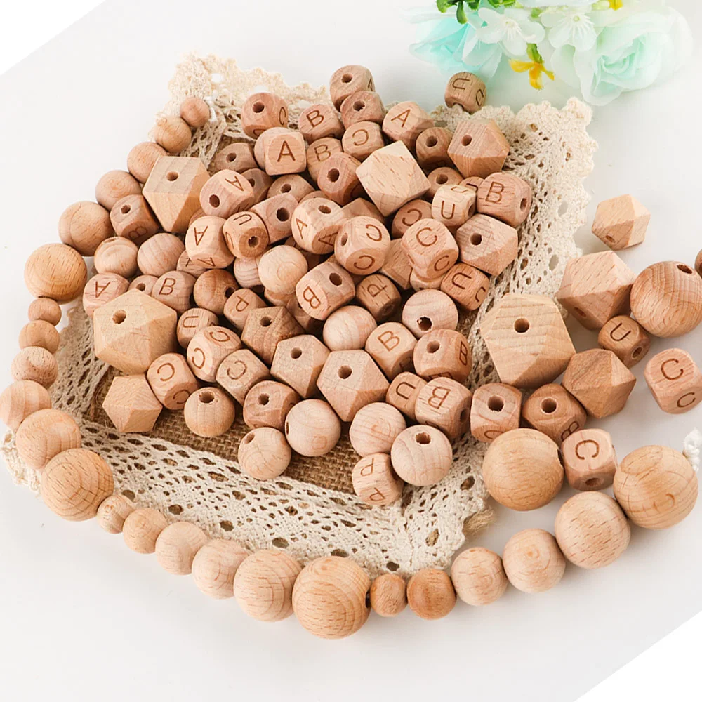 Бусины Из Натурального бука с квадратными буквами 100-1000 шт./партия