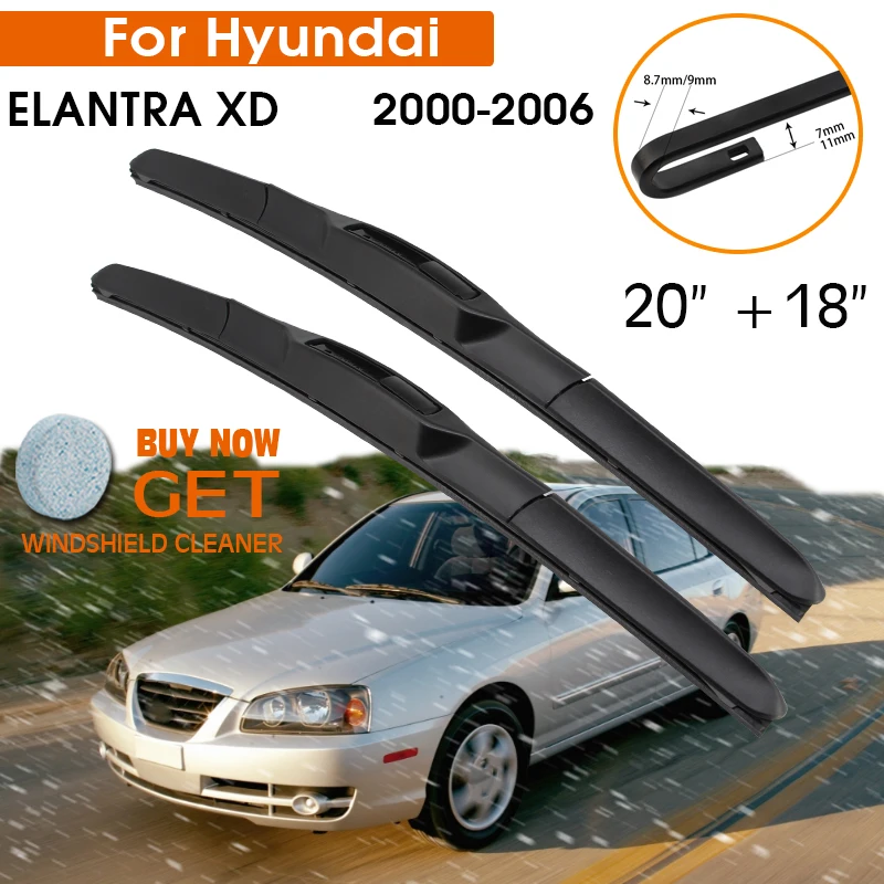 

Car Wiper Blade For Hyundai ELANTRA XD 2000-2006 Windshield Rubber Silicon Refill Front Window Wiper 20"+18" LHD RHD Accessories