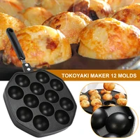 takoyaki pan non stick skillet takoyaki maker 12 molds aluminum alloy japanese octopus ball maker baking pan home kitchen tool