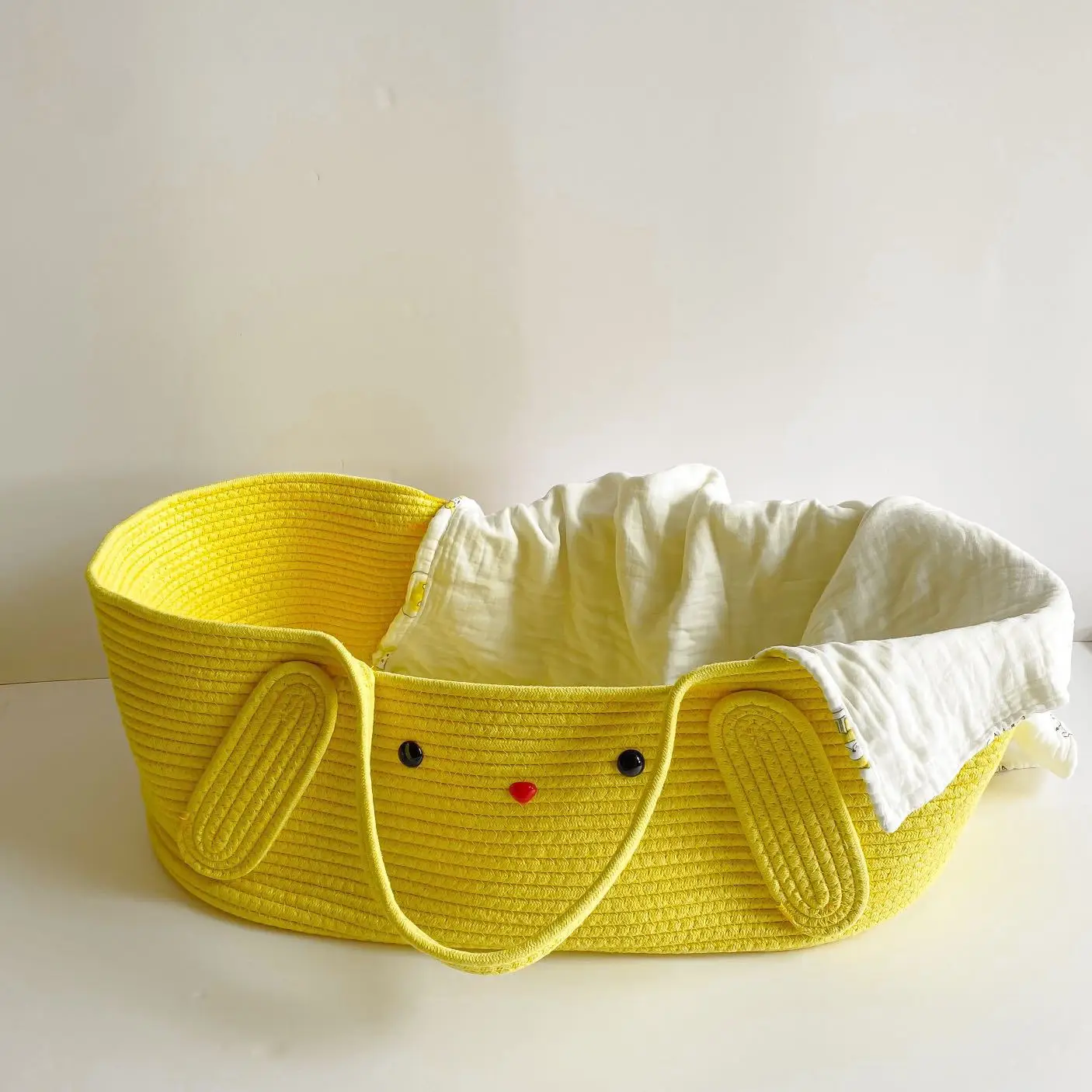 Ins Style Portable Outdoor Crib Creative Cartoon Chicken Cotton Rope Woven Baby Hand Basket