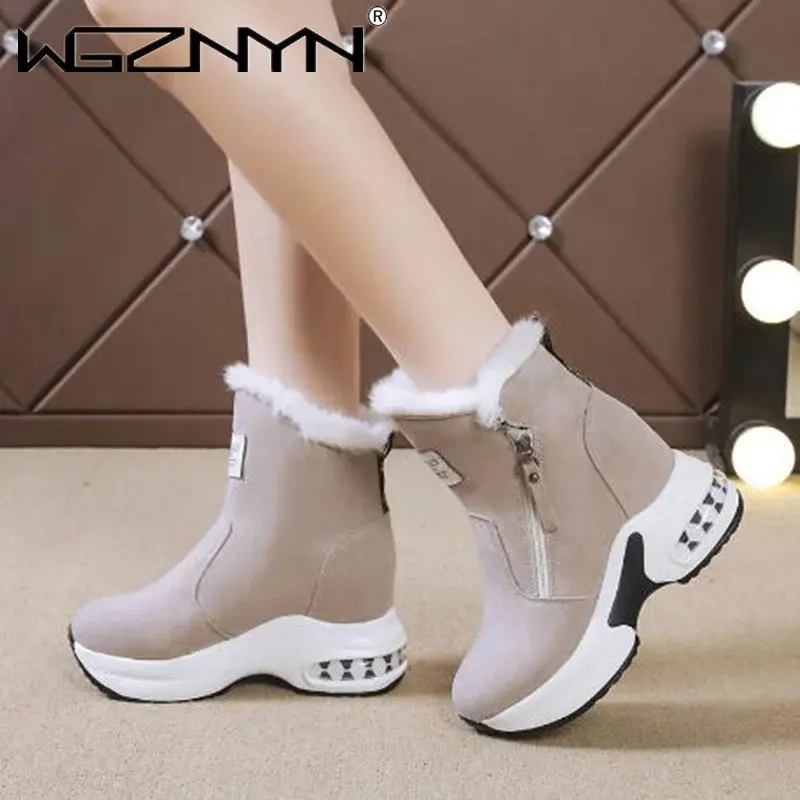 

Зимние женские ботинки, замшевые ботинки на толстой подошве, женские ботинки без ног, теплые спортивные ботинки для отдыха на открытом возд...