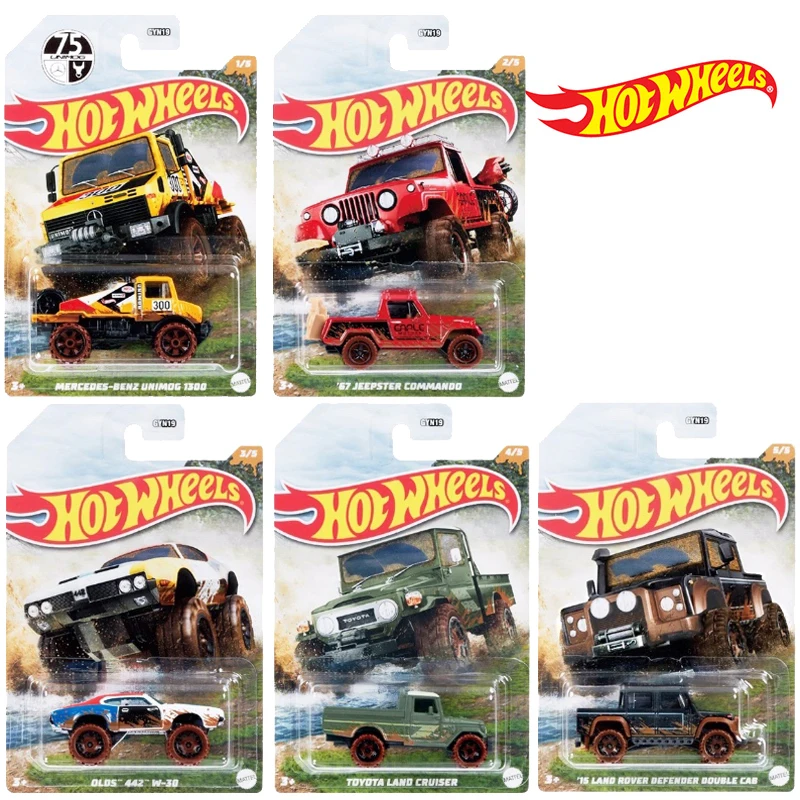 Hot Wheels игрушки muddy внедорожник Jeepster Mercedes-Benz Unimog 1300 командный Tovota Land Cruiser Doible Cab 1:64