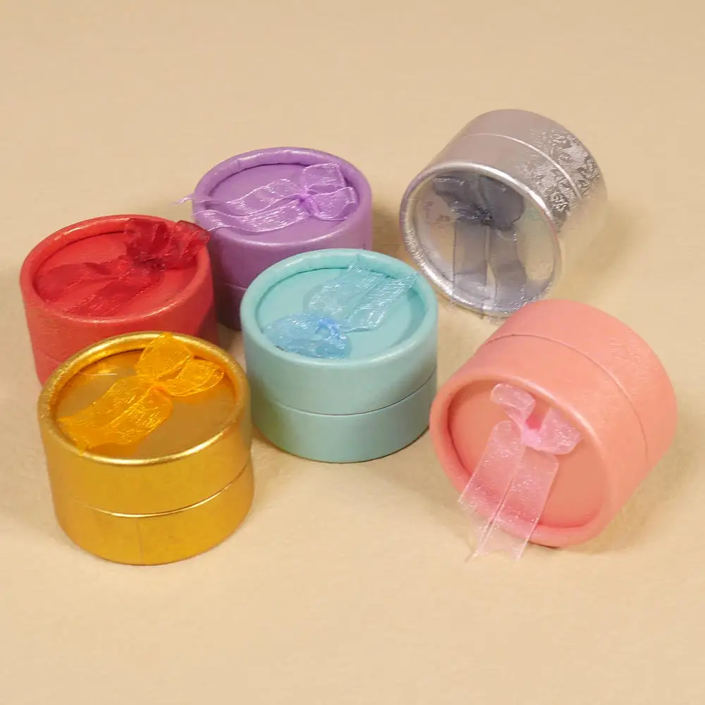 

Шкатулка для ювелирных украшений маленькая круглая, органайзер с бантом для колец, портативный дорожный бокс для ювелирных украшений, бума...