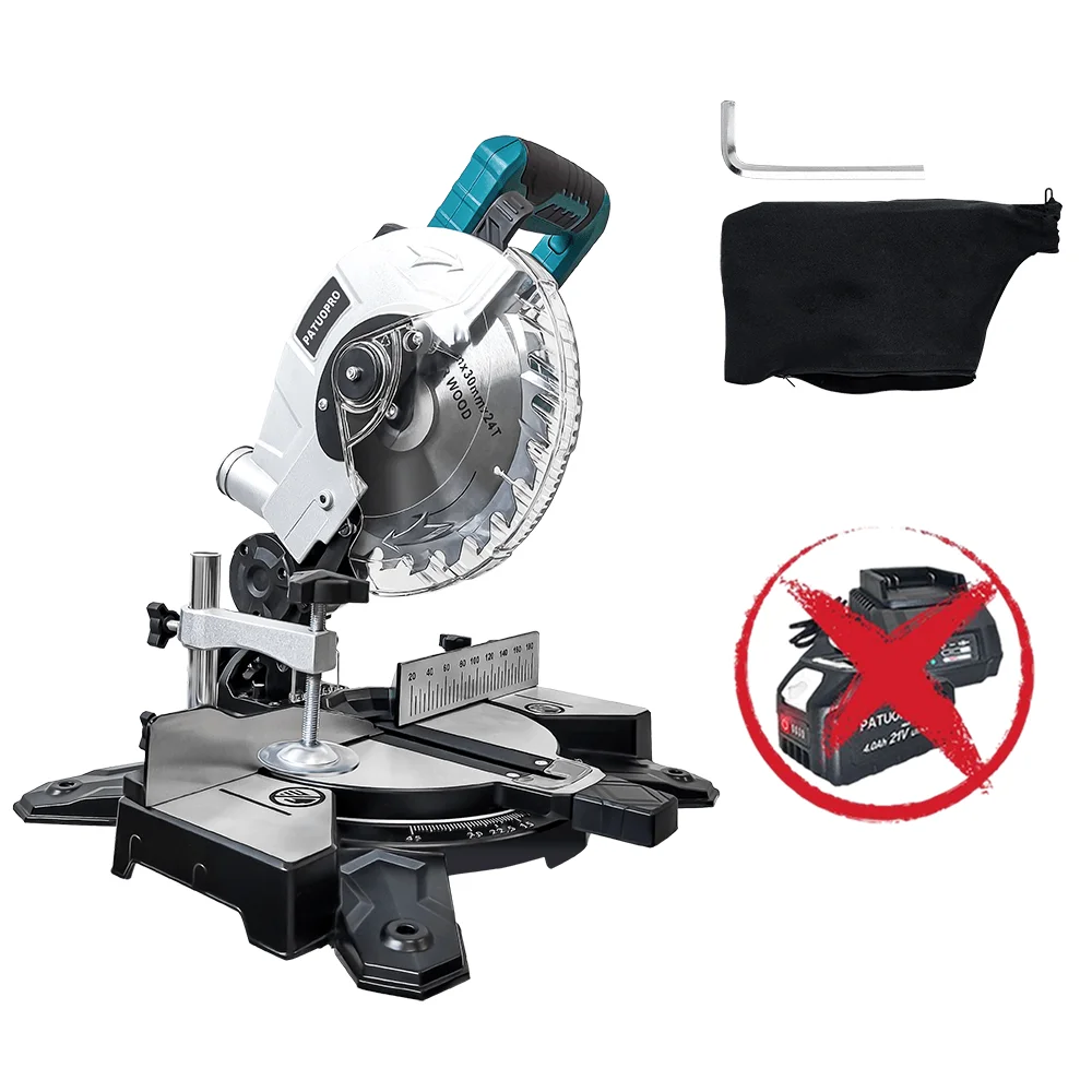 

PATUOPRO Бесщеточная торцовочная пила 8-дюймовая компактная электрическая пила для дерева, алюминия, резак из нержавеющей стали, электроинструмент для батареи Makita 18 В