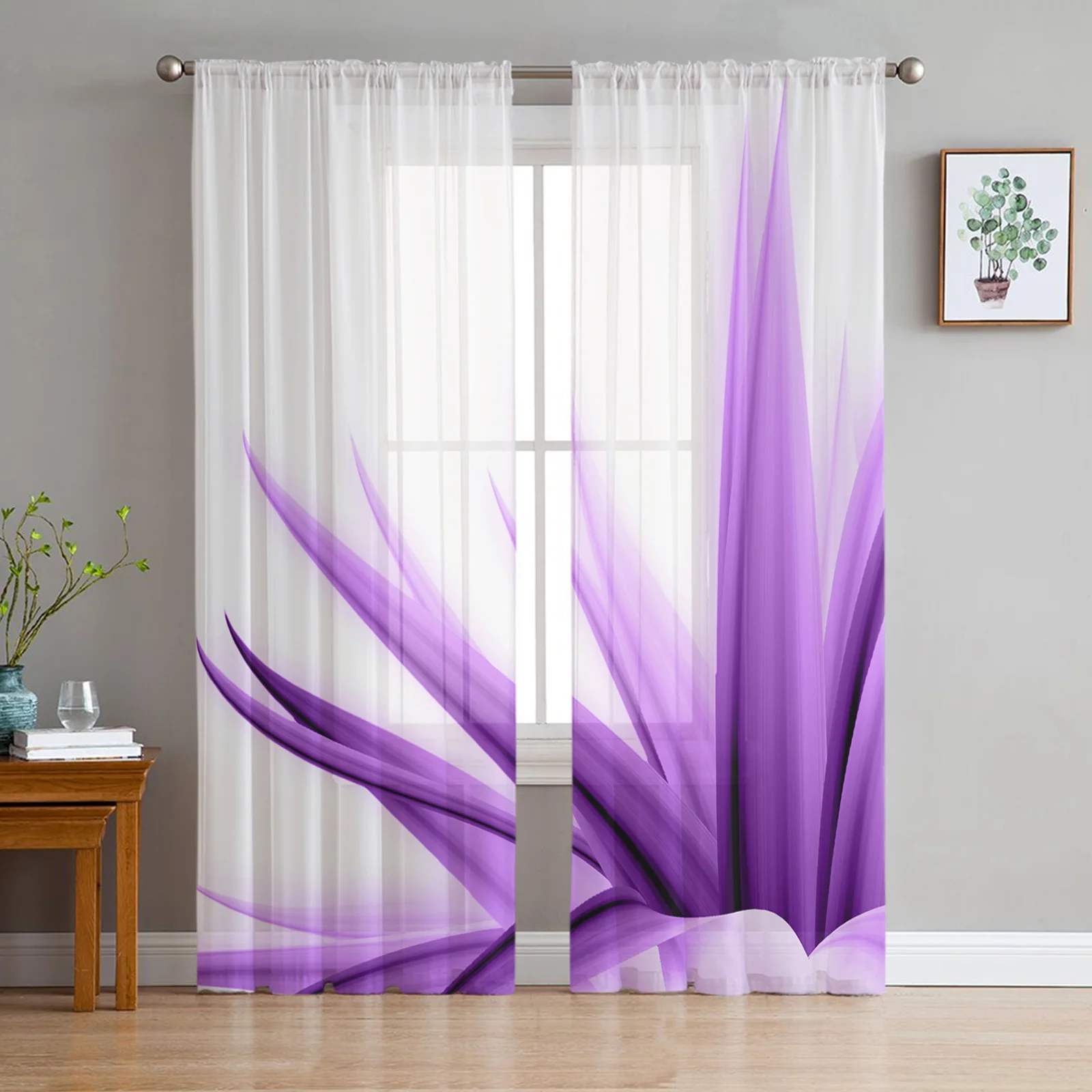 

Flowers Purple Petals Beautiful Modern Tulle Curtains For Living Room Sheer Curtain Bedroom Voile Decorative Window Treatments