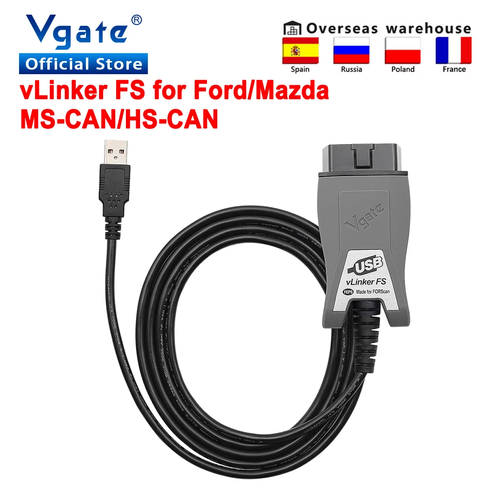 

Vgate vLinker FS ELM327 For Ford FORScan HS/MS-CAN ELM 327 OBD 2 OBD2 Car Diagnostic Scanner Interface Tools OBDII For Mazda