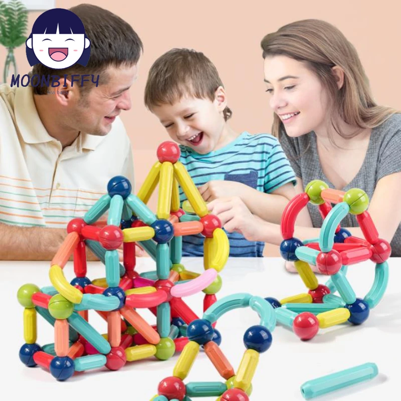 

Kids Magnetic Constructor Block Designer Set Magnet Stick Rod Building Blocks Montessori Educational Toys For Children Boy Girl