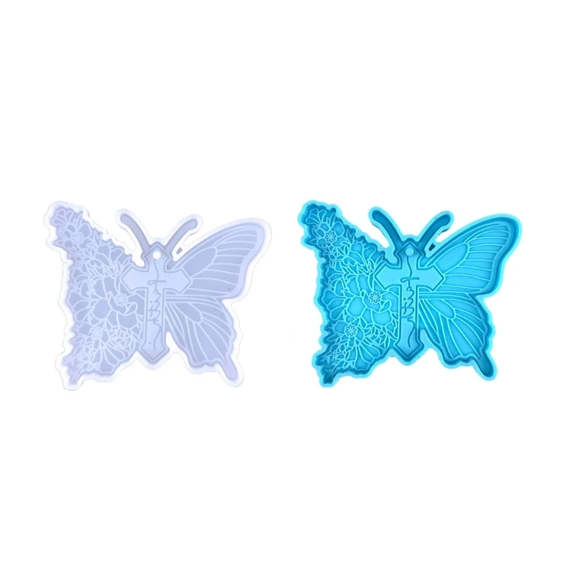 

Shiny Keychain Resin Mold Crucifix-Butterfly Silicone Casting Molds for DIY Keychain Pendant Decoration Homemade Earring